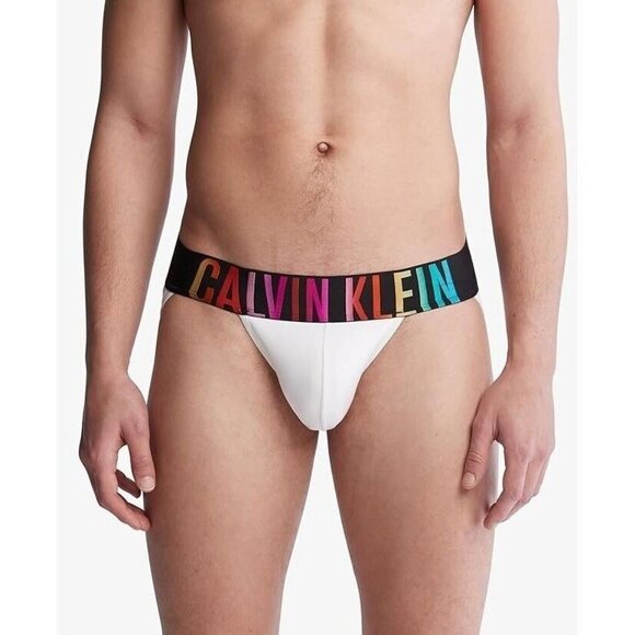 Calvin Klein Men's Pride Intense Power Microfiber White Jock Strap Rainbow XXL - Picture 3 of 6